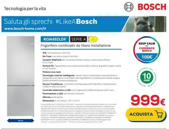 Euronics BOSCH Frigorifero combinato da libera installazione KGN492LDF offerta