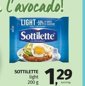 Pam Mondelez Sottilette Le Originali Light 200 G(ml) offerta