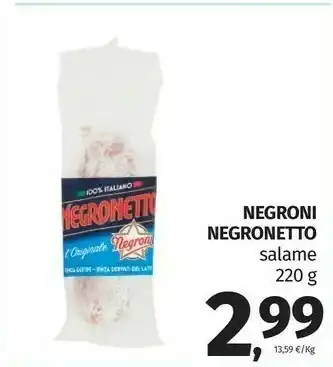 Pam Negroni Negronetto Salame 220 G offerta