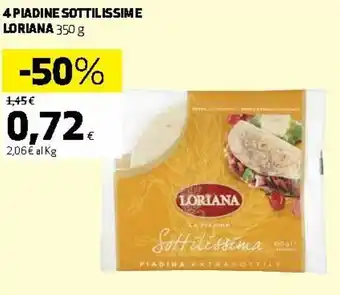 Ipercoop Loriana Sottilissime 4 Piadine 350g offerta