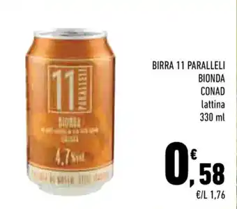 Conad BIRRA 11 PARALLELI BIONDA CONAD lattina 330 ml offerta