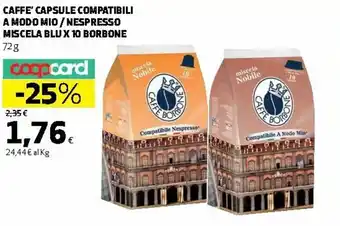 Caffè Bornone Compatibili A Modo Mio / Nespresso Miscela Blu X10 Capsule 72g