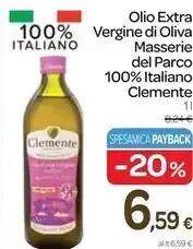 Carrefour Express Clemente olio extra vergine di oliva masserie del parco 100% italiano offerta