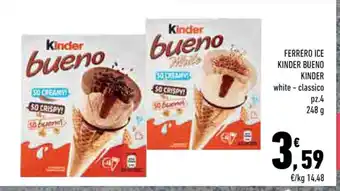 Conad FERRERO ICE KINDER BUENO KINDER white - classico pz.4 248 g offerta