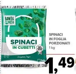 Todis Bontà dell'orto spinaci in foglia porzionati offerta
