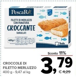 Todis Pescare croccole di filetto merluzzo offerta