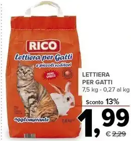 Todis Rico lettiera per gatti offerta
