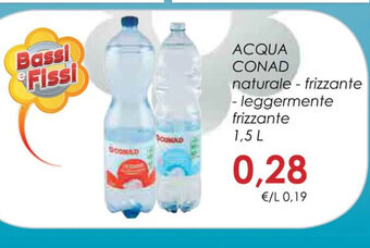 Conad ACQUA CONAD naturale frizzante - leggermente frizzante 1,5 L offerta