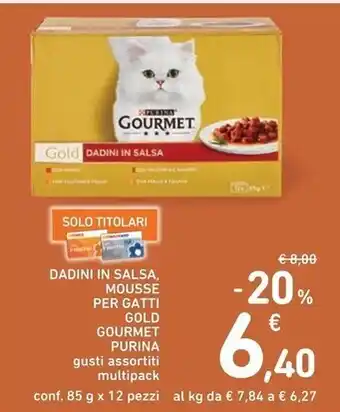 Spazio Conad Purina gourmet dadini in salsa, mousse per gatti gold offerta