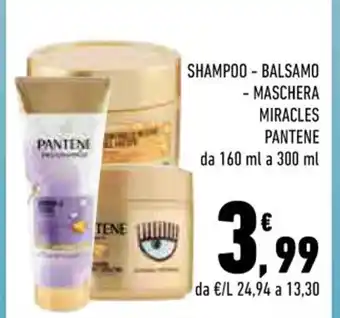 Conad SHAMPOO -BALSAMO - MASCHERA MIRACLES PANTENE da 160 ml a 300 ml offerta
