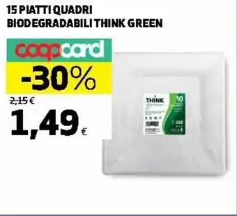 Ipercoop Think Green Quadri Biodegradabili 15 Piatti offerta