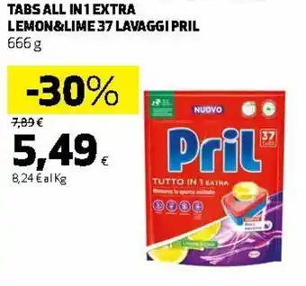 Ipercoop Pril All in 1 Extra Lemon & Lime 37 Lavaggi Tabs 666g offerta