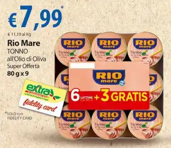 Extra Supermercati Rio Mare TONNO 80 g x 9 offerta