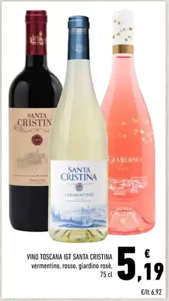 Conad VINO TOSCANA IGT SANTA CRISTINA vermentino, rosso, giardino rosè, 75 cl offerta
