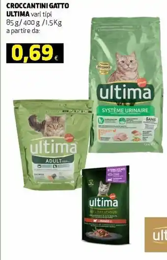 Ipercoop Ultima Croccantini Gatto 85g/400g/1,5kg offerta