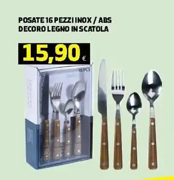 Ipercoop Posate 16 pezzi Inox / Abs Decoro Legno in Scatola offerta