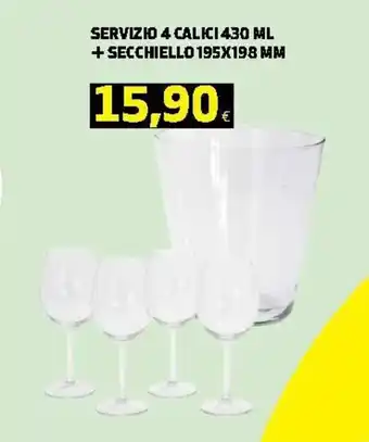 Ipercoop Servizio 4 Calici 430ml + Secchiello 195x198mm offerta
