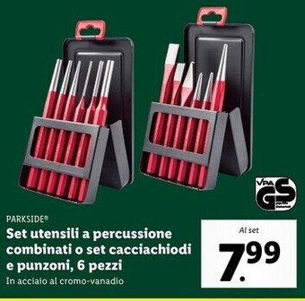 Lidl Parkside set utensili a percussione combinati o set cacciachiodi e punzoni, 6 pezzi offerta