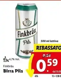 Lidl Finkbrau birra pils offerta