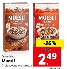Lidl Crownfield muesli offerta