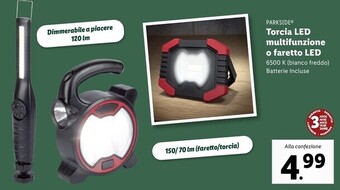 Parkside torcia led multifunzione o faretto led