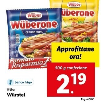 Lidl Wuber wurstel offerta