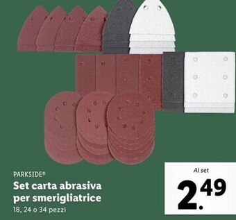 Lidl Parkside set carta abrasiva per smerigliatrice offerta