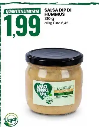 Eurospin Amo essere veg salsa dip di hummus offerta