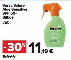 Carrefour Market Bilboa spray solare aloe sensitive spf 50+ offerta