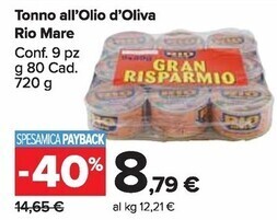 Carrefour Market Rio mare tonno all'olio d'oliva offerta