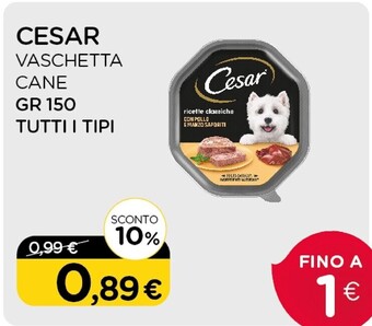 Arcaplanet Cesar vaschetta cane gr.150 tutti i tipi offerta