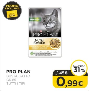 Arcaplanet Pro plan busta gatto gr.85 tutti i tipi offerta