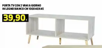 Ipercoop Porta TV con 2 Vani A Giorno in Legno Bianco 100x40x45cm offerta