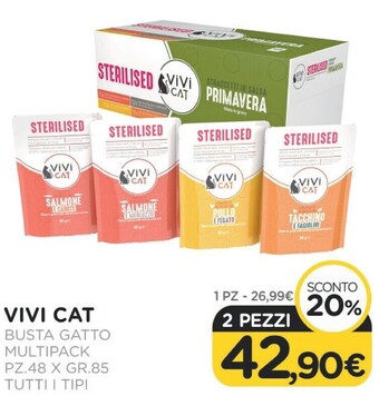 Arcaplanet Vivicat - busta gatto multipack pz.48 x gr.85 tutti i tipi offerta