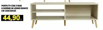 Ipercoop Porta TV con 3 Vani A Giorno in Legno Bianco 120x38x45cm offerta