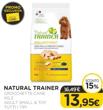 Arcaplanet Natural trainer crocchette cane kg.2 adult small & toy tutti i tipi offerta