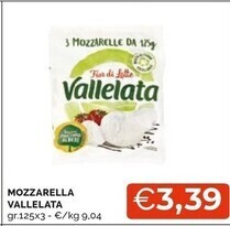 Mercatò Vallelata mozzarella offerta