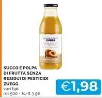 Mercatò Zuegg succo e polpa di frutta senza residui di pesticidi offerta