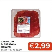Mercatò Menatti carpaccio di bresaola offerta