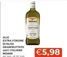 Mercatò Monini olio extra vergine di oliva granfruttato 100 % italiano offerta