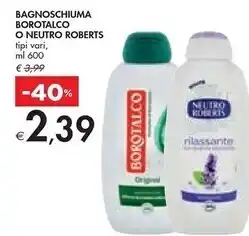 Bennet Borotalco o neutro roberts bagnoschiuma offerta
