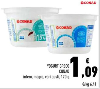 Conad YOGURT GRECO CONAD intero, magro, vari gusti, 170 g offerta