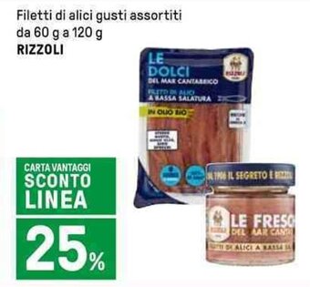 Iper La Grande Filetti di alici gusti assortiti da 60 g a 120 g RIZZOLI offerta