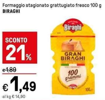 Iper La Grande Formaggio stagionato grattugiato fresco 100 g BIRAGHI offerta
