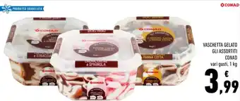 Conad VASCHETTA GELATO GLI ASSORTITI CONAD vari gusti, 1 kg offerta