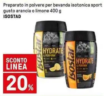 Iper La Grande Preparato in polvere per bevanda isotonica sport gusto arancia o limone 400 g ISOSTAD offerta