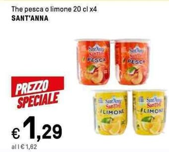 Iper La Grande The pesca o limone 20 cl x4 SANT'ANNA offerta