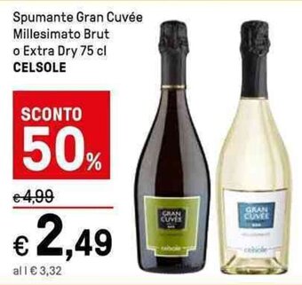 Iper La Grande Spumante Gran Cuvée Millesimato Brut o Extra Dry 75 cl CELSOLE offerta