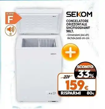 Expert Sekom congelatore orizzontale shcp100sh4wf 98lt. offerta