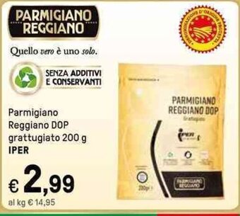 Iper La Grande Parmigiano Reggiano DOP grattugiato 200 g IPER offerta